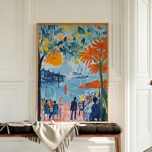 Raoul Dufy Wall Art - Fauvist Coastal Cafe Art Print | Raoul Dufy Inspired Wall Decor, Sunny Coastal Print, Digital Download