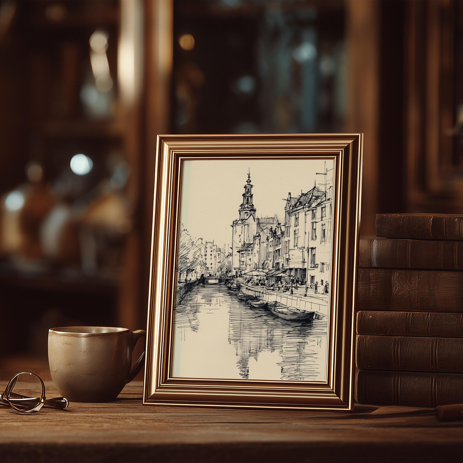 European Landscape Sketch Print | Cityscape Line Drawing Wall Art ...