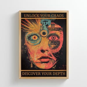 Vintage Trippy Third Eye Poster: Psychedelic Surreal Art (Digital Download)