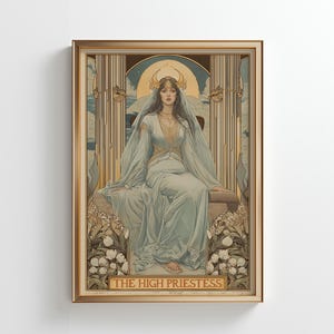 La Suma Sacerdotisa - Arte mural de tarot / Decoración mística y espiritual para el hogar (Descarga digital)