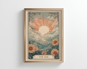 Sun Tarot Art Print: Boho Celestial Wall Decor (Digital Download, PDF & JPG Files Included)