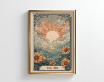 Sun Tarot Art Print: Boho Celestial Wall Decor (Digital Download, PDF & JPG Files Included)