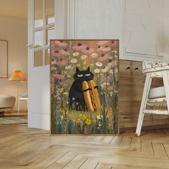 不機嫌な猫のプリント：面白い黒猫のポスター（デジタルダウンロード