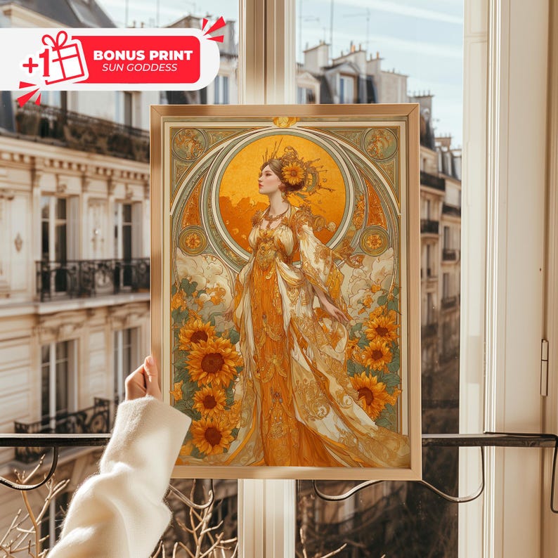 Moon Goddess Tarot Poster: Celestial Art Nouveau Decor (Digital Download) image 7