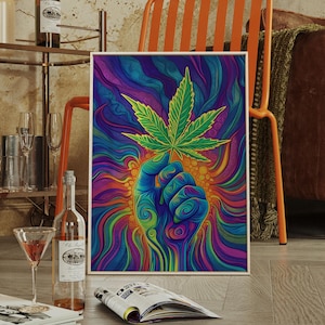 Trippy Wandkunst - Psychedelische Regenbogen Wandkunst | Coole Poster, Trippy Kaktus Poster, 420 Poster, Coole Digitaldrucke