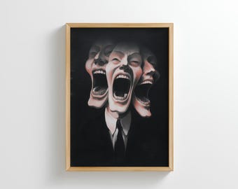 Trippy Face in pak: vintage psychedelische surrealistische muurkunst (digitale download)