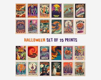 Halloween Print Set of 25: Whimsigoth Decor Gallery Wall Art (Digital Download)
