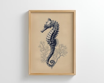 Vintage Seahorse Sketch Art | Coastal Home Decor (Digital Download)