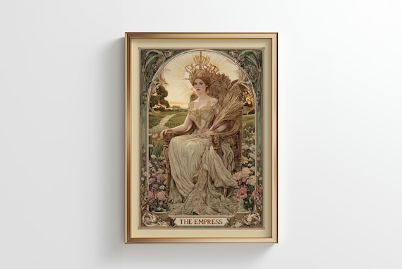 The Empress Tarot Poster: Art Nouveau Boho Spiritual Decor (Digital Download)