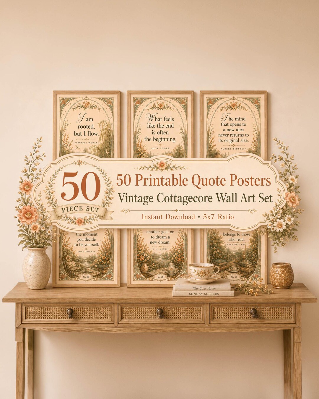 50 Printable Literature Posters Set: Library Decor Gallery Wall Set ...