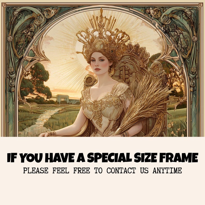 Elegant the empress tarot design as a vintage tarot poster, perfect tarot wall art in art nouveau floral style.