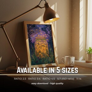Fireflies in a Jar Print: Vintage Cottagecore Wall Art (Digital Download) image 8