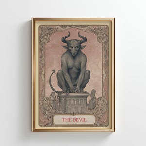 The Devil Tarot Card Print: Vintage Art Nouveau Occult Decor (Digital Download