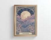 The Moon Tarot Art Print: Boho Celestial Wall Decor (Digital Download)