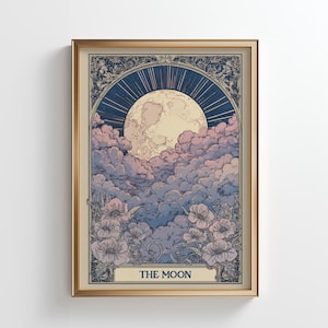 The Moon Tarot Art Print: Boho Celestial Wall Decor (Digital Download)