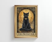 Black Cat Tarot Card Poster: Vintage Gothic Decor (Digital Print)