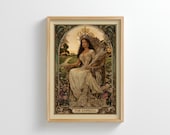 The Empress Tarot Wall Art: Art Nouveau Boho Spiritual Decor (Digital Download)