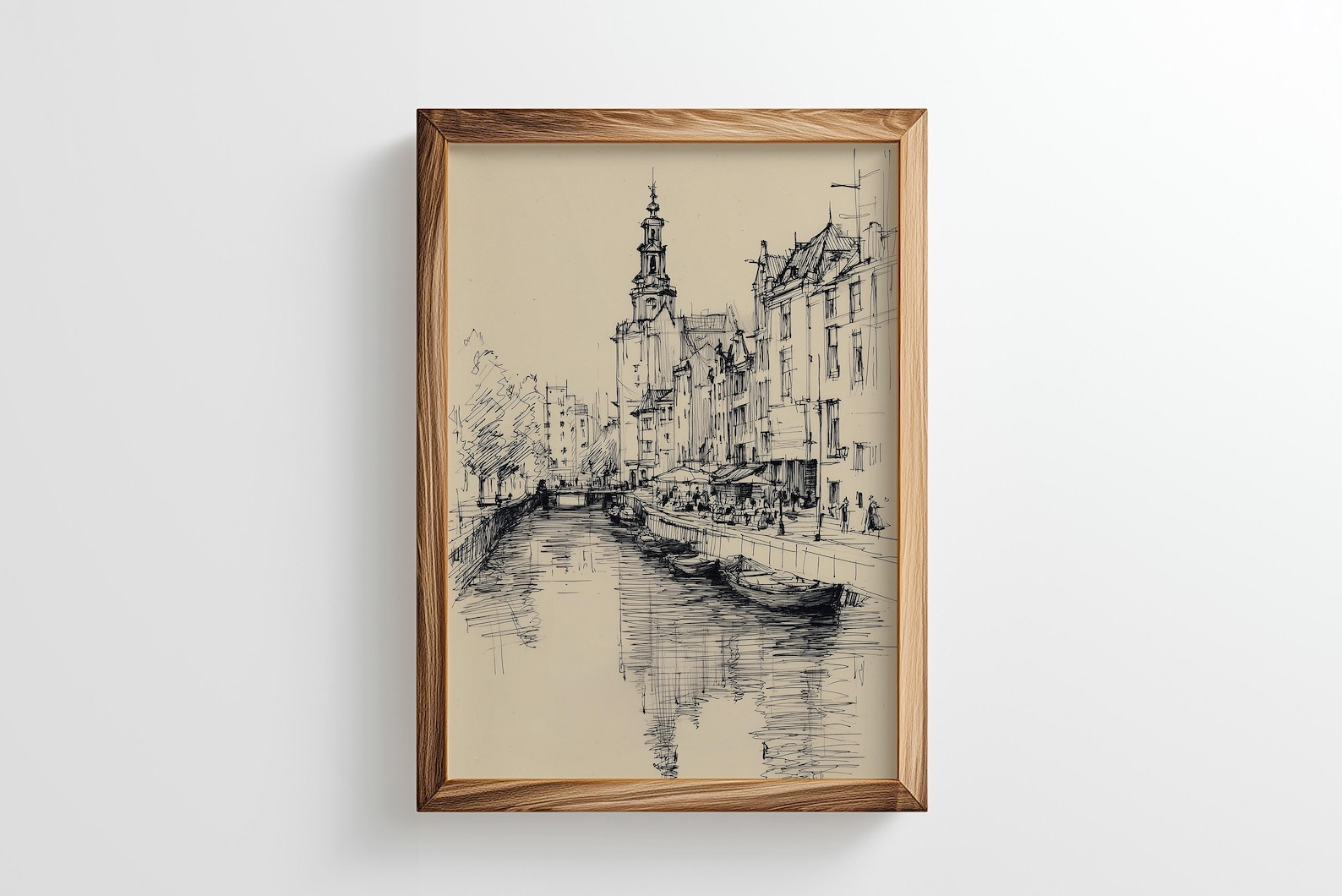 European Landscape Sketch Print | Cityscape Line Drawing Wall Art ...