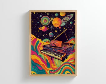 Surreal Piano Art Print: Psychedelic Music Poster (Digital Download)