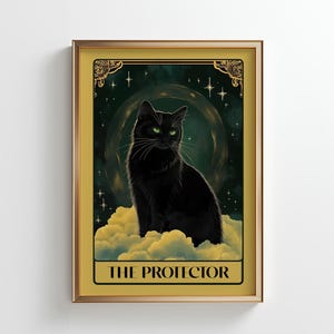 Black Cat Protector - Tarotkaart Art Print | Gotisch interieur (digitale download)
