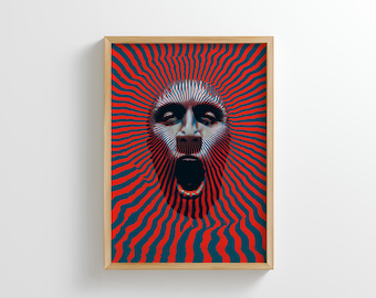 Impressão artística de ilusão de ótica Trippy Scream: Surrealismo psicodélico (download digital)