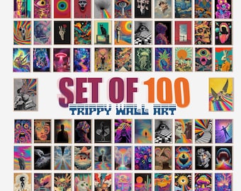 Trippy Gallery Wall Art Set of 100 | Psychedelic Posters (Digital Download)