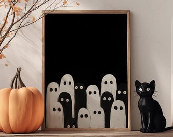 Fantazyjny nadruk z duchem | Straszna dekoracja ścienna na Halloween (do pobrania cyfrowego)