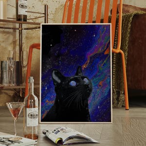 Psychedelic Cat Poster: Trippy Galaxy Wall Art (Digital Download)