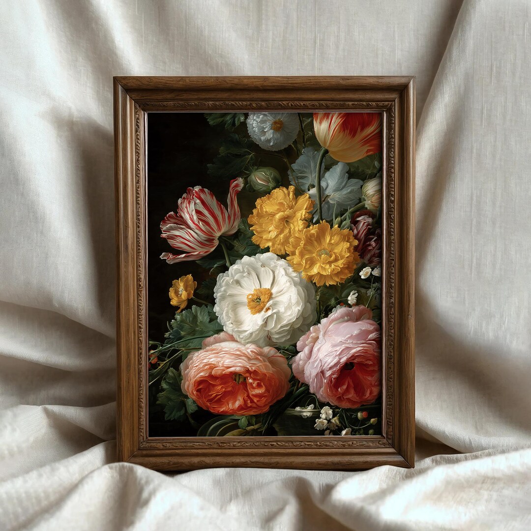 Wildflower Bouquet Printable Wall Art | Dark Cottagecore Decor (digital ...