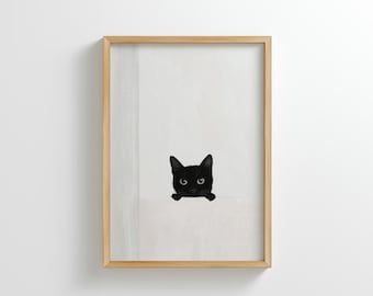 Funny Black Cat Art Print: Cat Lover Gift (Digital Download)