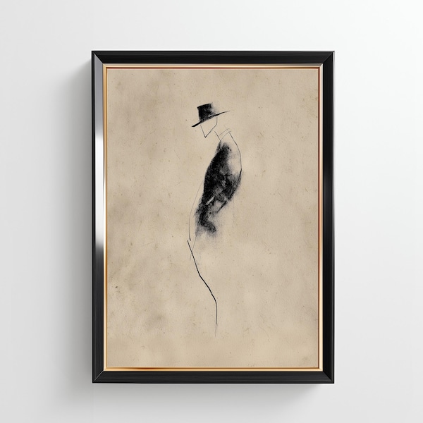 Abstract Man Figure Digital Print - Modern Minimalist Home Wall Art (Printable Poster)