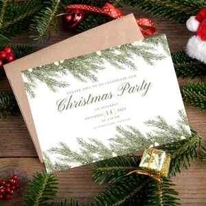 Christmas Party Invitation Template, Holiday Invitation, Dinner Party, Cocktail Party, Family Gathering, Customisable Christmas Invite