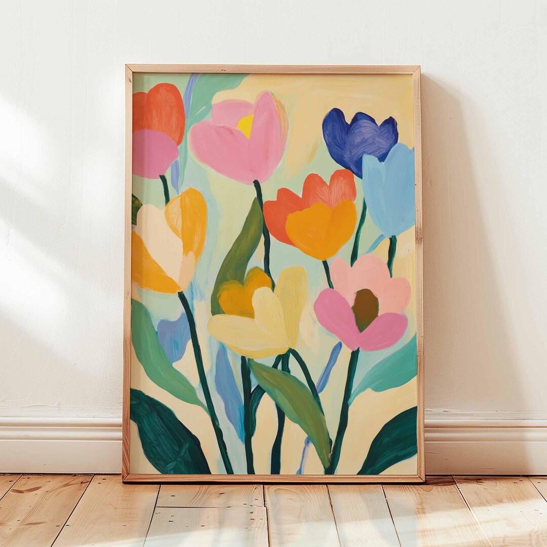 Colorful Tulip Printable Wall Art, Spring Floral Digital Download ...