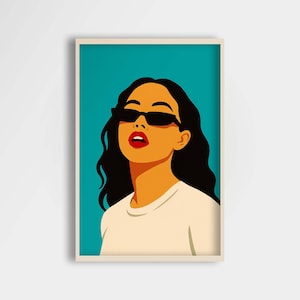 Modern Woman Portrait Printable, Bold Graphic Female Illustration Digital Download, Pop Art Style Poster for Feminine Bedroom Decor