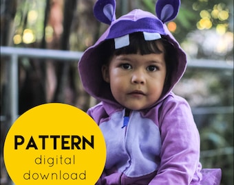 Hippo costume PATTERN - Instant Digital Download (PDF) - DIY Pattern Pieces for Sweat Suit Costume - Easy Handmade Halloween Costume