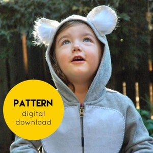 Koala Costume PATTERN Easy Handmade Halloween Costume Instant Digital Download PDF DIY Pattern Pieces for Sweat Suit Costume image 1