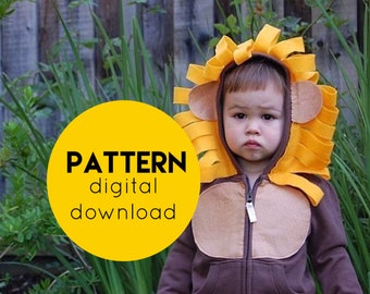 Lion costume PATTERN - Easy Handmade Halloween Costume - Instant Digital Download (PDF) - DIY Pattern Pieces for Sweat Suit Costume