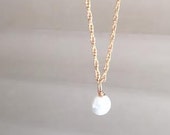 Pearl charm and gold necklace, bridesmaid gift, birthday gift, gold necklace, 18 inch chain
