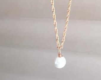 Pearl charm and gold necklace, bridesmaid gift, birthday gift, gold necklace, 18 inch chain