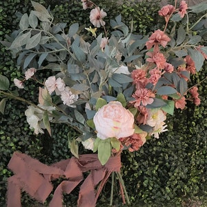 Faux bridal bouquet with real-touch blush and greenery stem details image 2