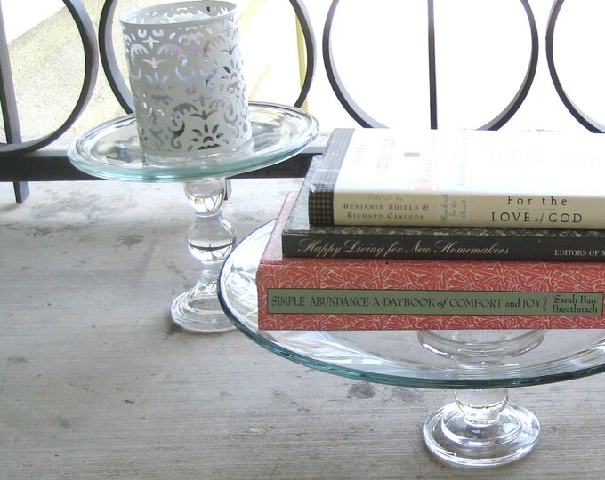 Custom Clear Glass Cake Stands Set of 3 RESERVED FOR ROSE Etsy