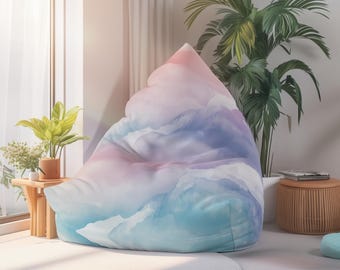 Soft Watercolor Pastel Bean Bag Chair Cover | Abstract Fluid Design, Gentle Gradient Lounge Seat, Cozy Decor, soft calming colors