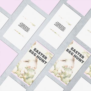 Easter Cardstock Printable, Scavenger Hunt Cards & Egg Hunt Clues, Digital Easter Activity, DIY Spring Fun