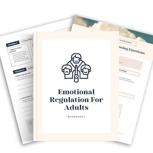 Boîte à outils de régulation émotionnelle, feuille de travail pour adultes, guide de ressources sur la santé mentale, téléchargement numérique