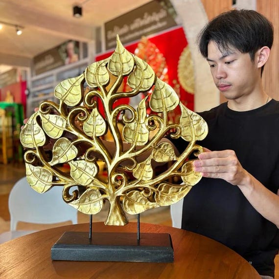 手作りの黄金の菩提樹の木彫り - タイ寺院の装飾 - Etsy 日本