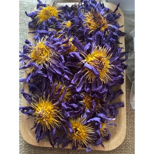Organic Dried Blue Lotus Flowers | Thai Herbal Tea | Aromatic Nymphaea | Relaxing Floral Blend