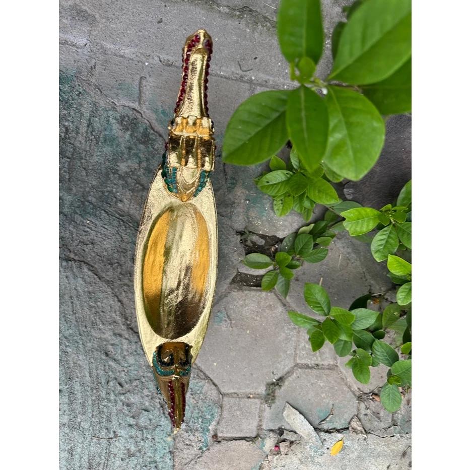 Hand-carved Thai Swan Boat: Golden Teak Wood With Glass Inlay - Etsy