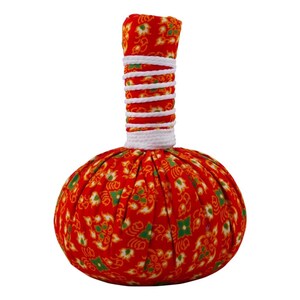 Thai Herbal Compress Ball Set of 5 | Red Thai Pattern | Natural Spa Massage | 200g Each