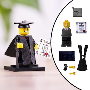 Personalized Graduation Brick Gifts, Custom Graduation Gift, Graduate Minifigure, Graduation Gifts for Him, University/High School/Primary