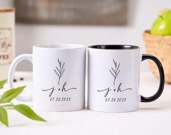 Gepersonaliseerde verlovingsaardewerkmok, aangepaste bruiloftmokken, mok meneer en mevrouw, verlovingscadeaus, huwelijkscadeaus voor stel, vrijgezellenfeestcadeaus